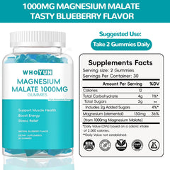 Whoyun Magnesium Malate Gummies two chews illustrating recommended dosage.