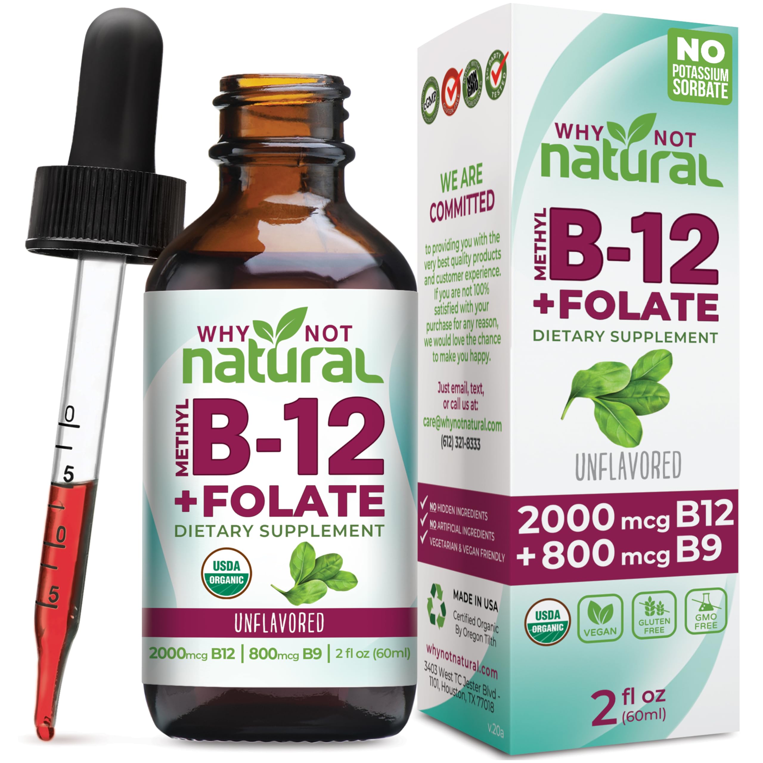 Why Not Natural B12 Liquid Plus Folate bottle for daily energy support.