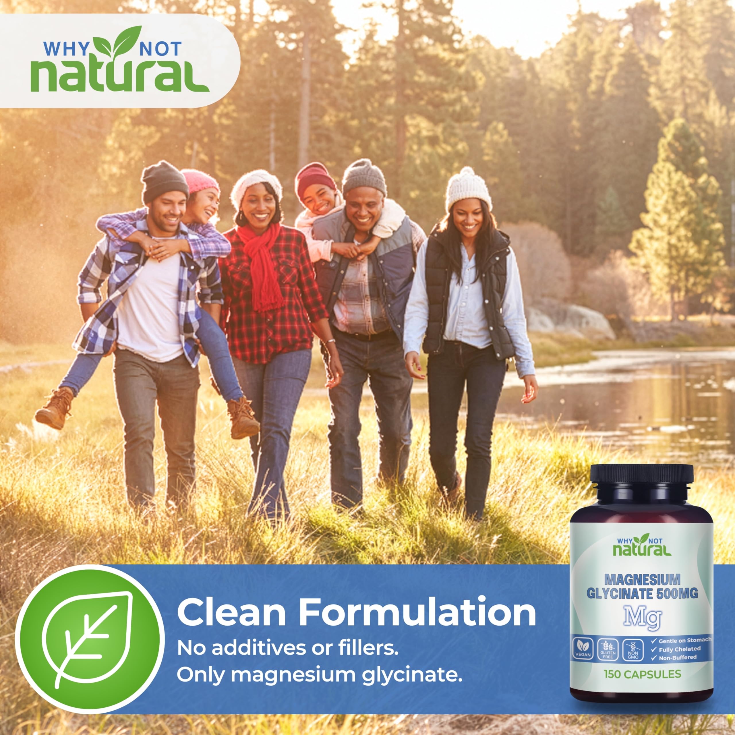 Why Not Natural magnesium glycinate capsules close-up for bedtime routine use