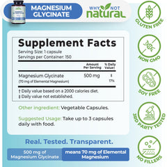 Why Not Natural vegan form magnesium glycinate capsules for everyday wellness