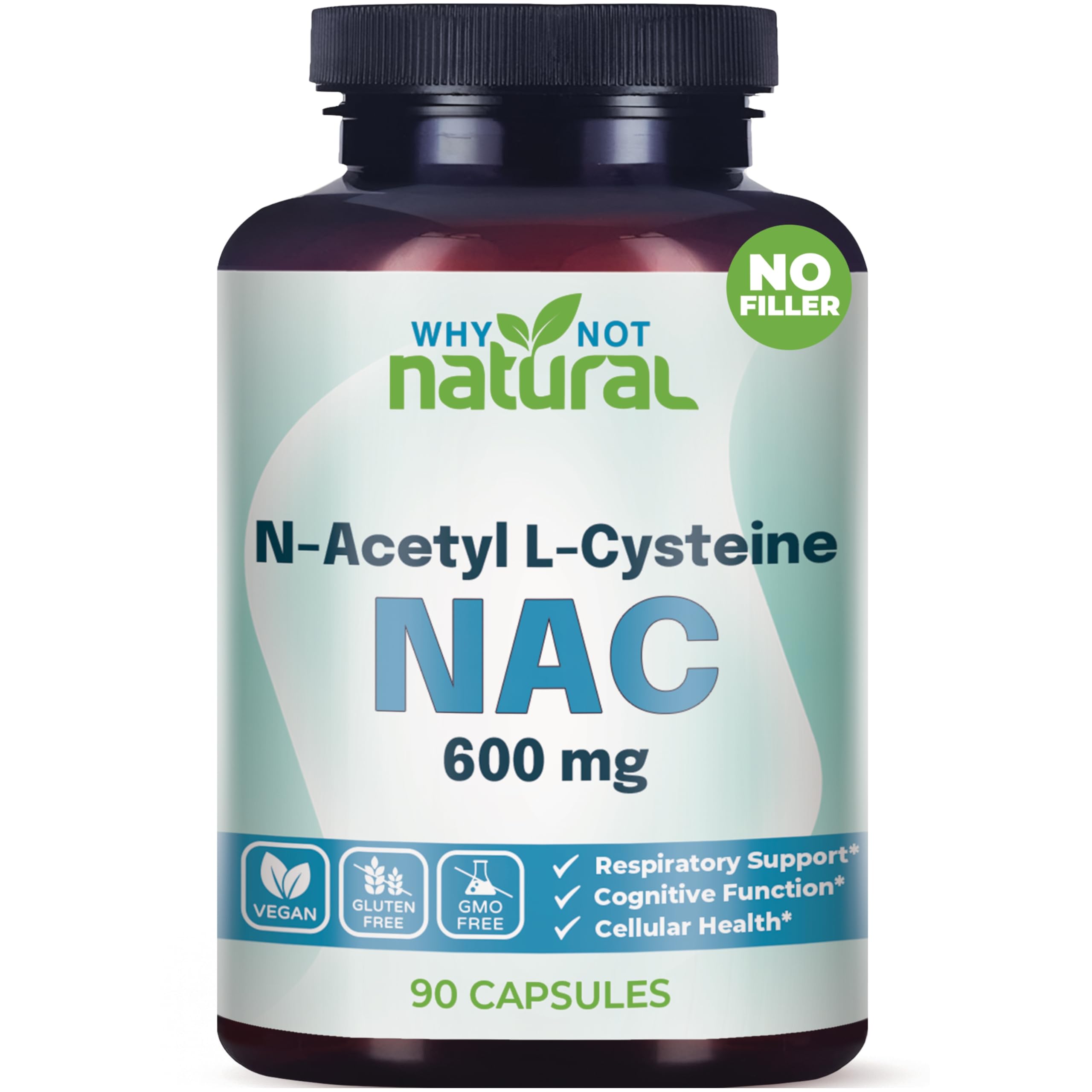 Why Not Natural NAC 600 mg capsules bottle for daily antioxidant support