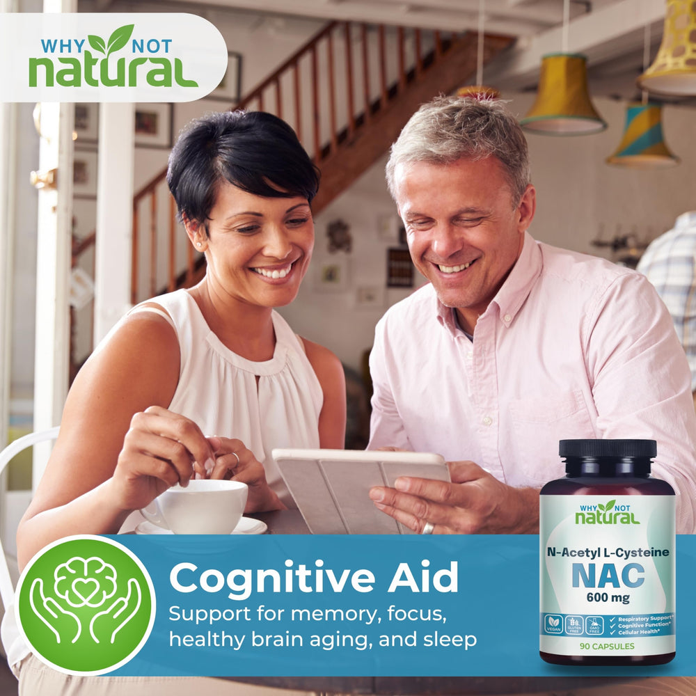 Why Not Natural NAC 600 mg bottle on a clean counter for daily wellness routine