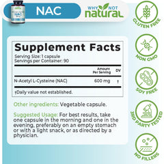 Why Not Natural NAC 600 mg capsules being poured for easy daily dosing