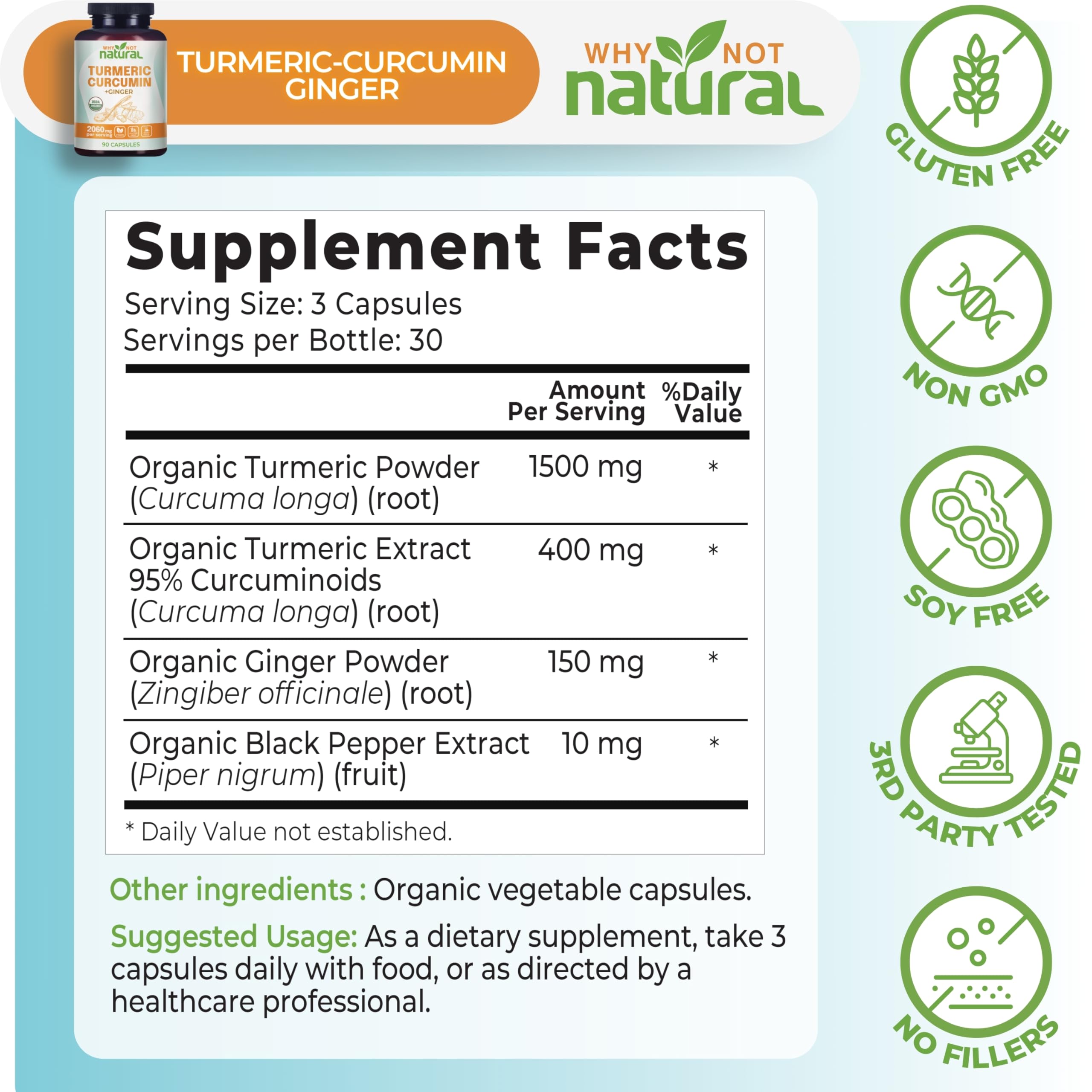 Why Not Natural USDA Organic label on packaging signals clean formula.