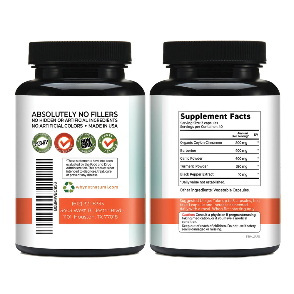 Why Not Natural no fillers capsules indicating a clean, pure actives formula.