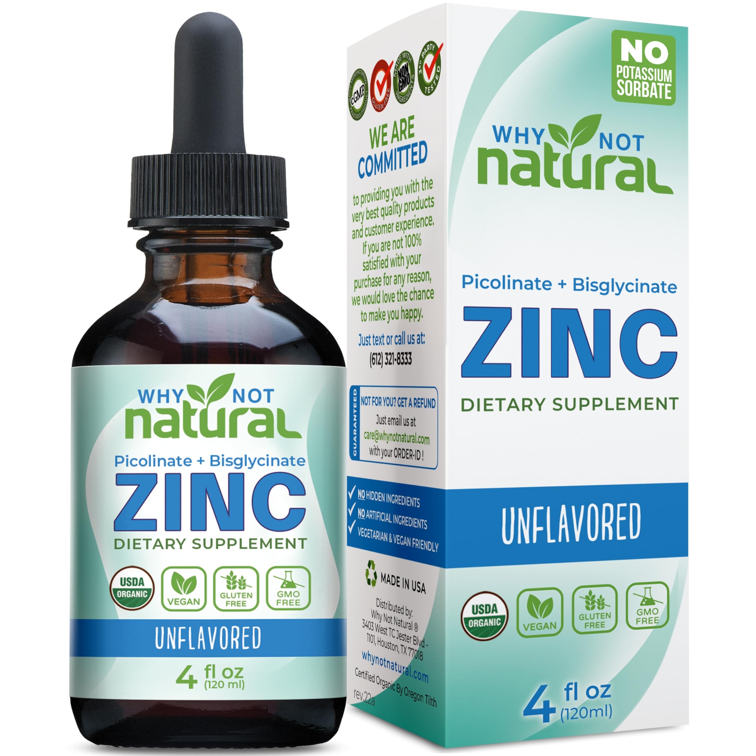 Why Not Natural Organic Liquid Zinc Drops poured for easy daily supplementation