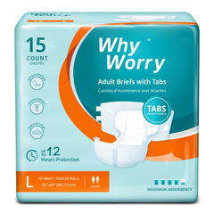 WhyWorry adult diaper with tabs demonstrates secure overnight absorbency.