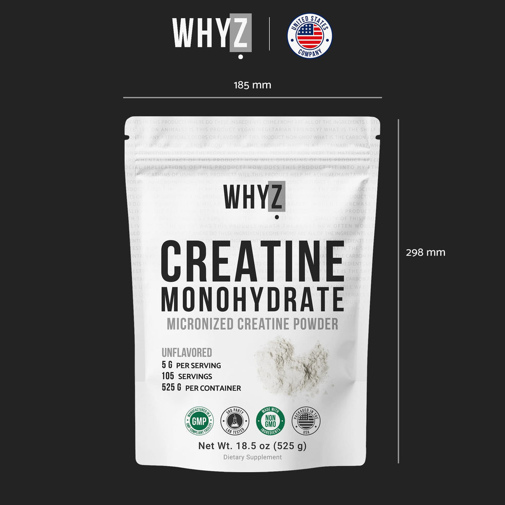 WHYZ container highlights 105 servings per tub for flexible dosing.