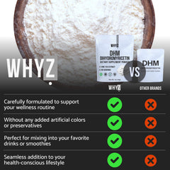 WHYZ DHM powder spoon dispense highlights convenient serving for on-the-go routines.