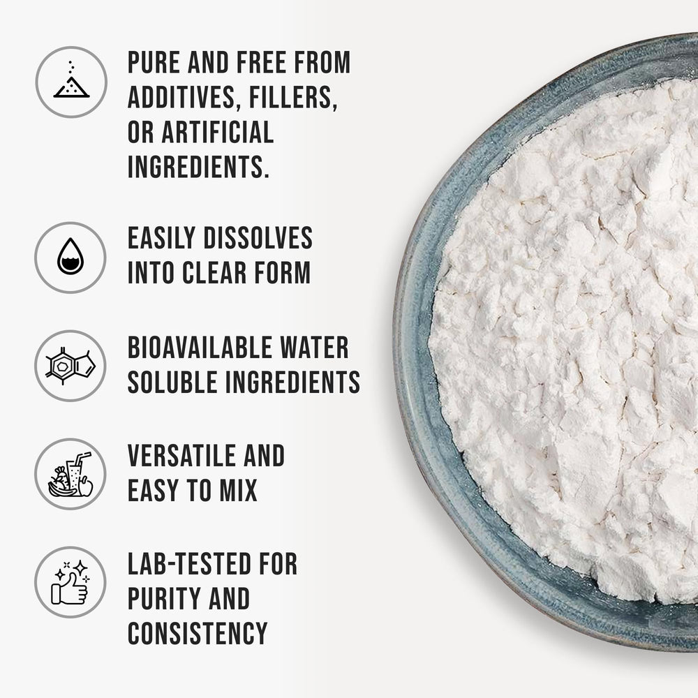 WHYZ D-Mannose powder dissolving in water with smooth, clump-free mixing.