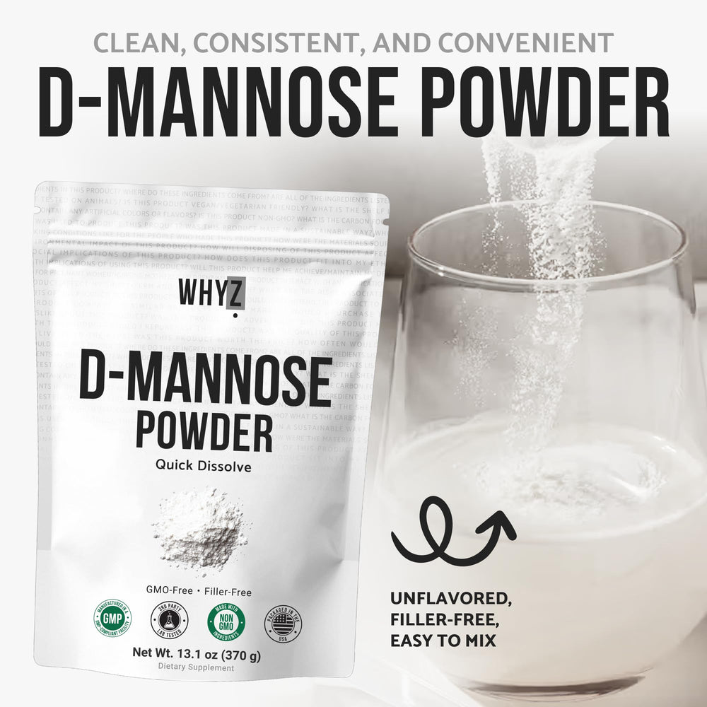 WHYZ D-Mannose ingredients show non-GMO and allergen-free
