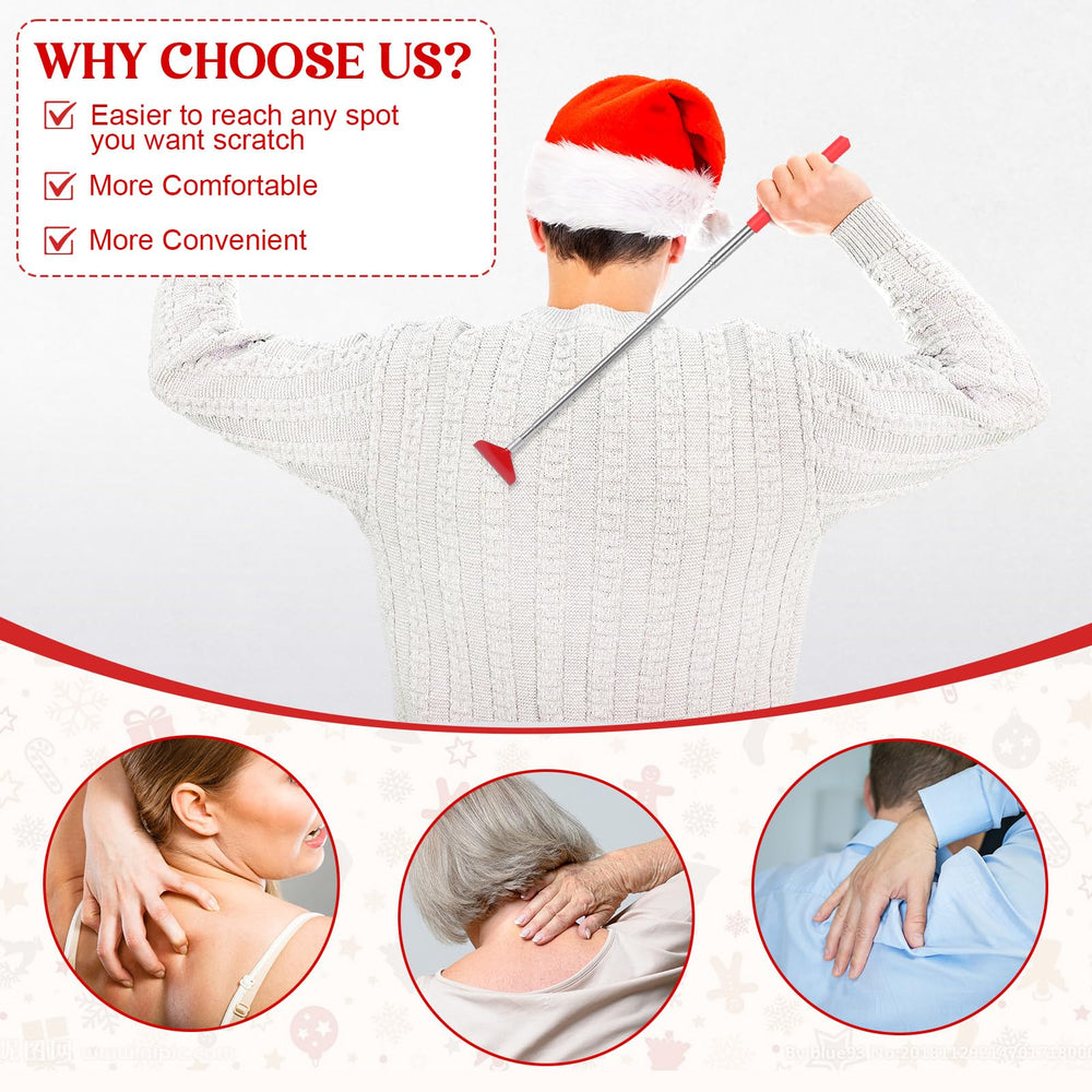 Widecook extendable back scratcher reaching shoulders and back.
