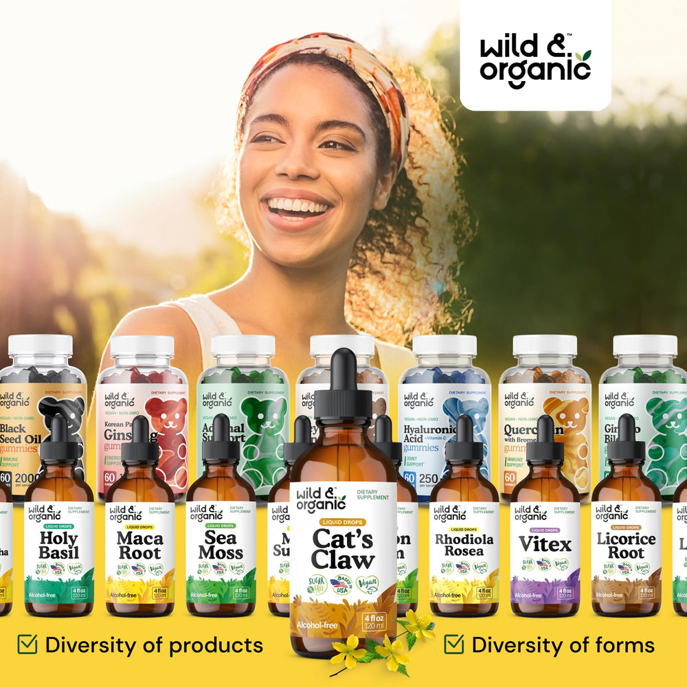 Wild & Organic bottle emphasizes vegan and GMO-free attributes