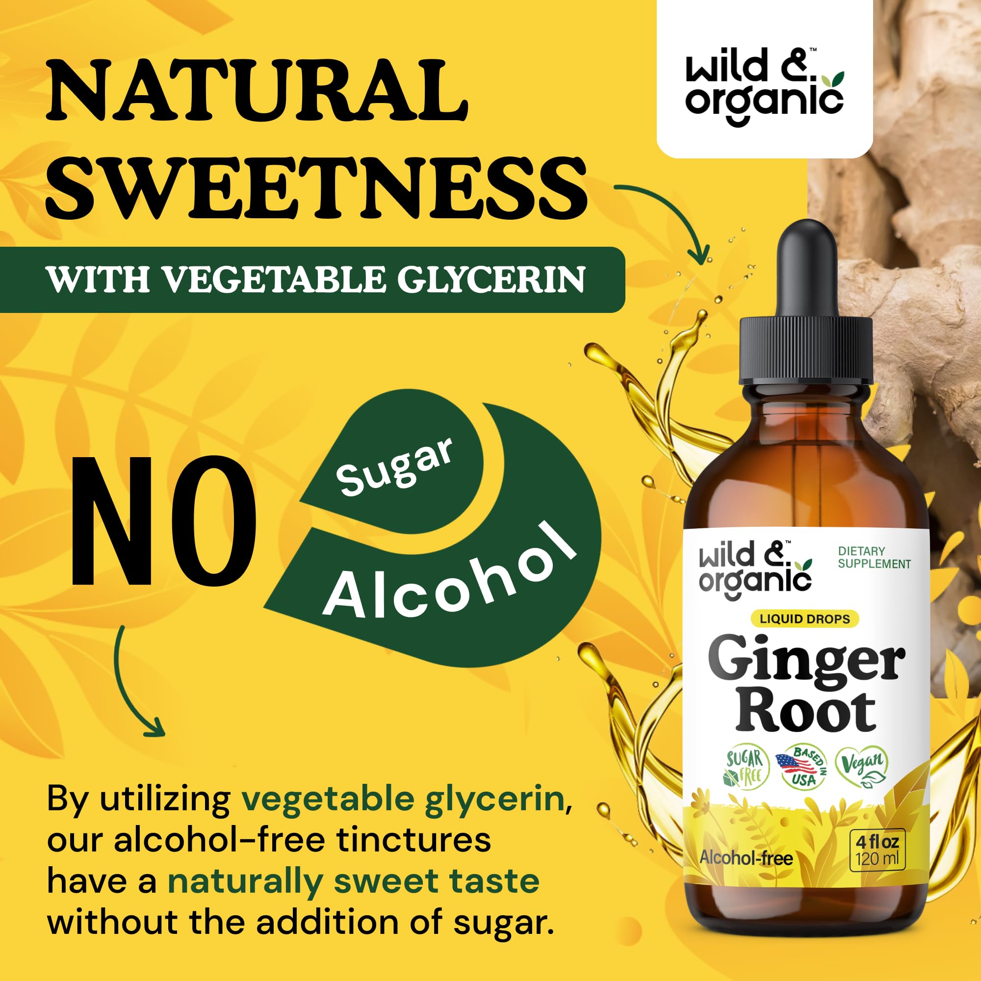 Wild and Organic amber tincture vial suitable for glycerin-based, alcohol-free formulations.