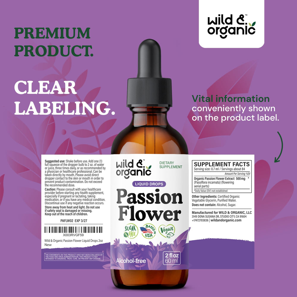 Wild & Organic tincture displayed in a clean product mockup for professional presentation.