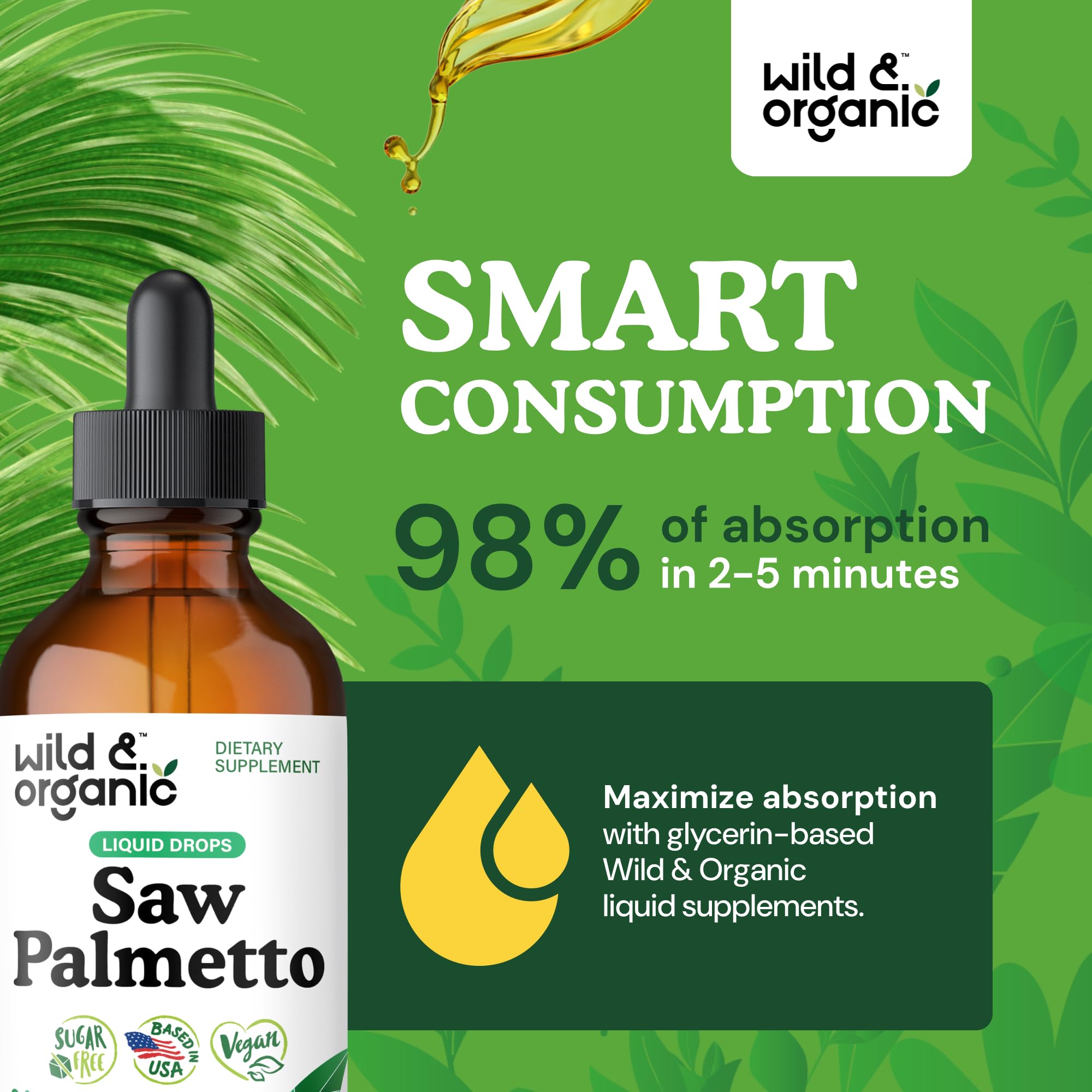 Closeup of Serenoa repens berries in Wild & Organic Saw Palmetto Tincture.