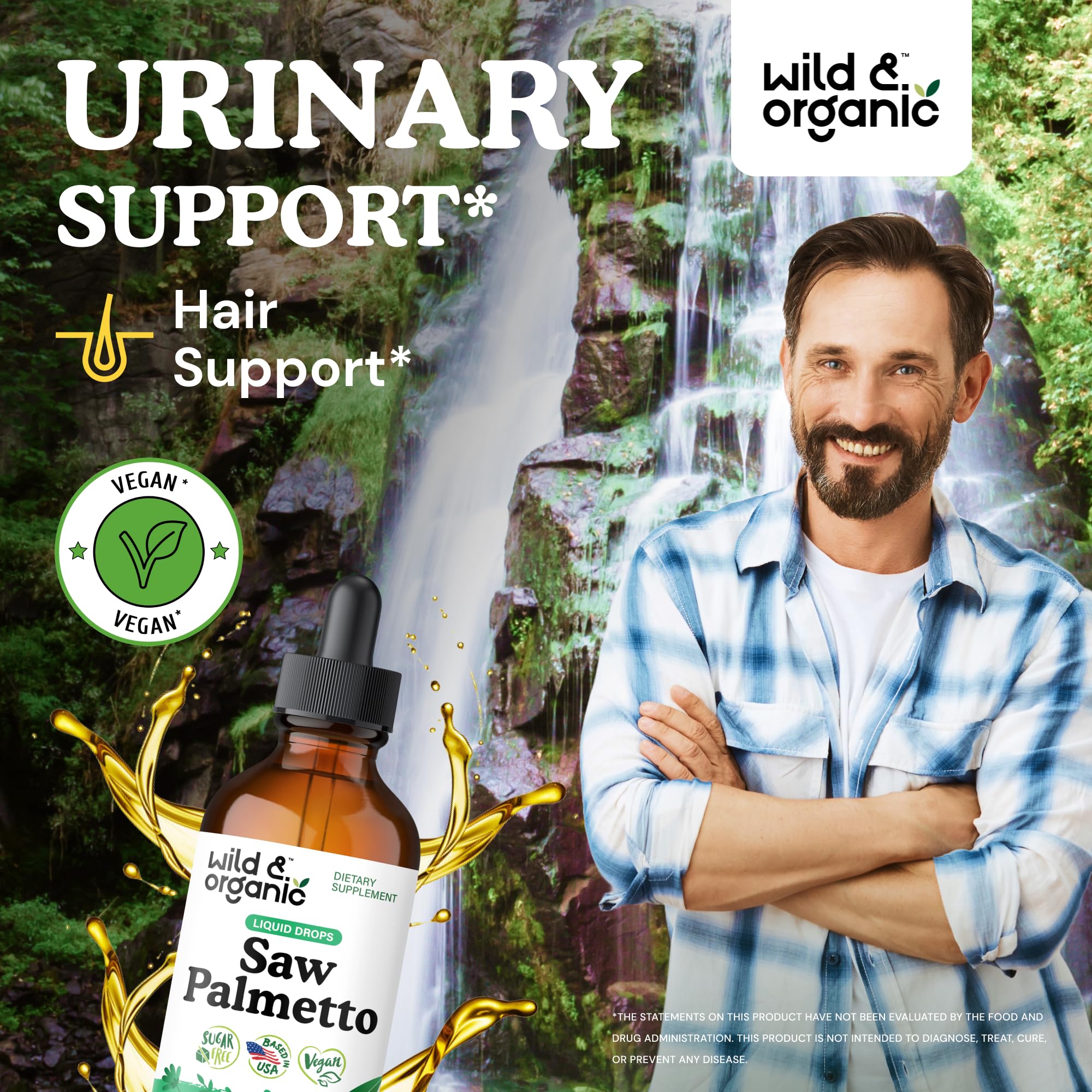 Dropper-ready Wild & Organic Saw Palmetto Tincture for convenient use.