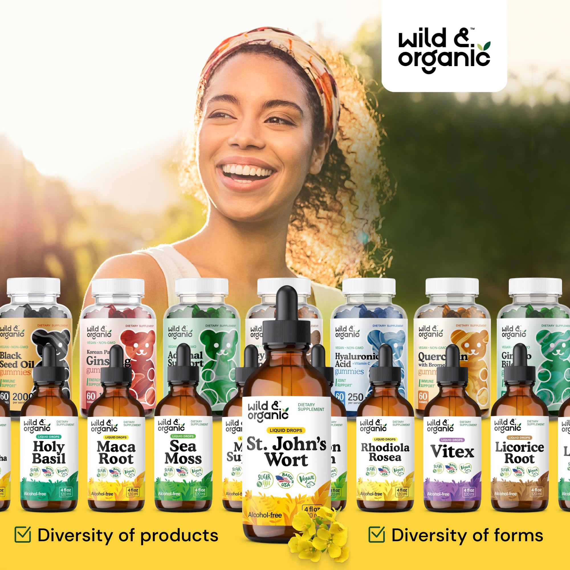 Wild & Organic tincture on countertop during morning routine