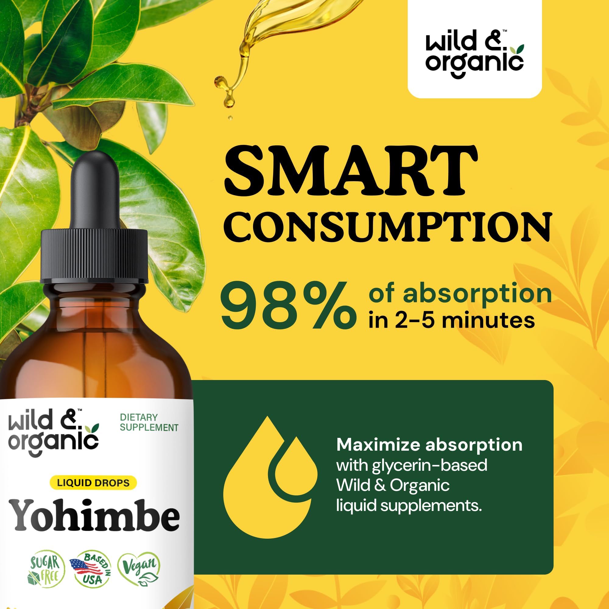 Wild and Organic Yohimbe bottle cap ensures clean dosing.
