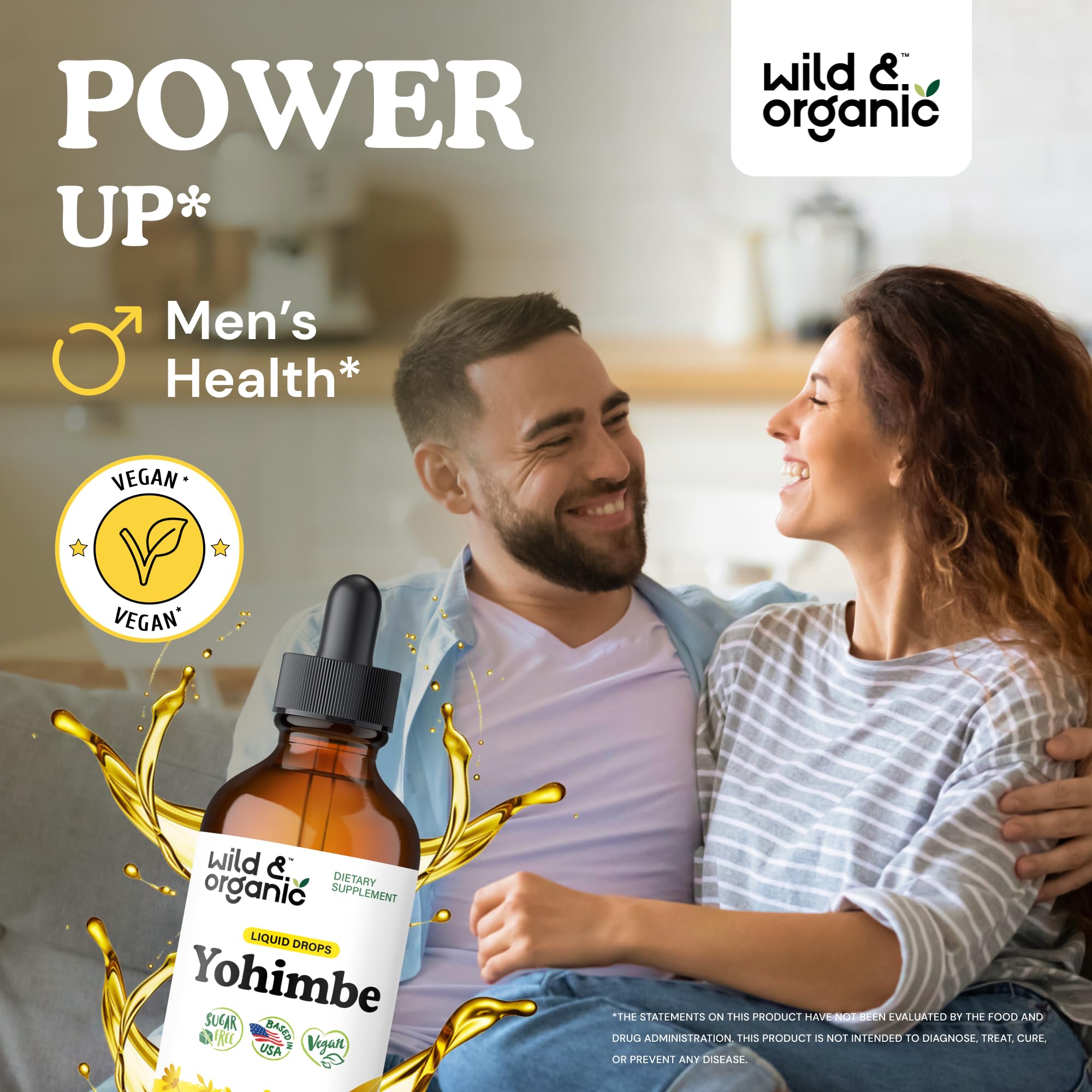 Wild and Organic Yohimbe drops pour for easy daily dosing.