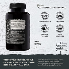 Wild Foods Activated Charcoal two bottles display for value and convenience