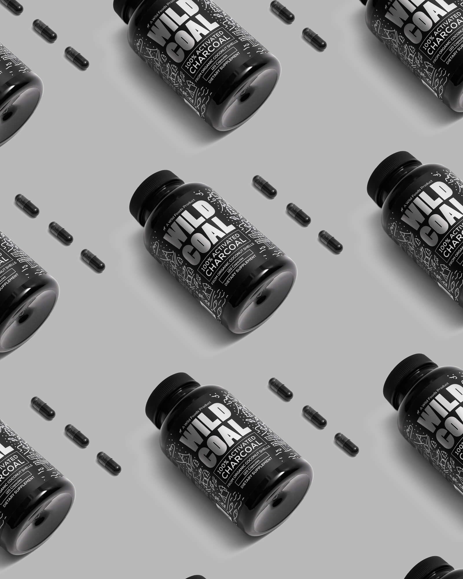 Wild Foods Activated Charcoal USA-made badge on packaging for trusted quality
