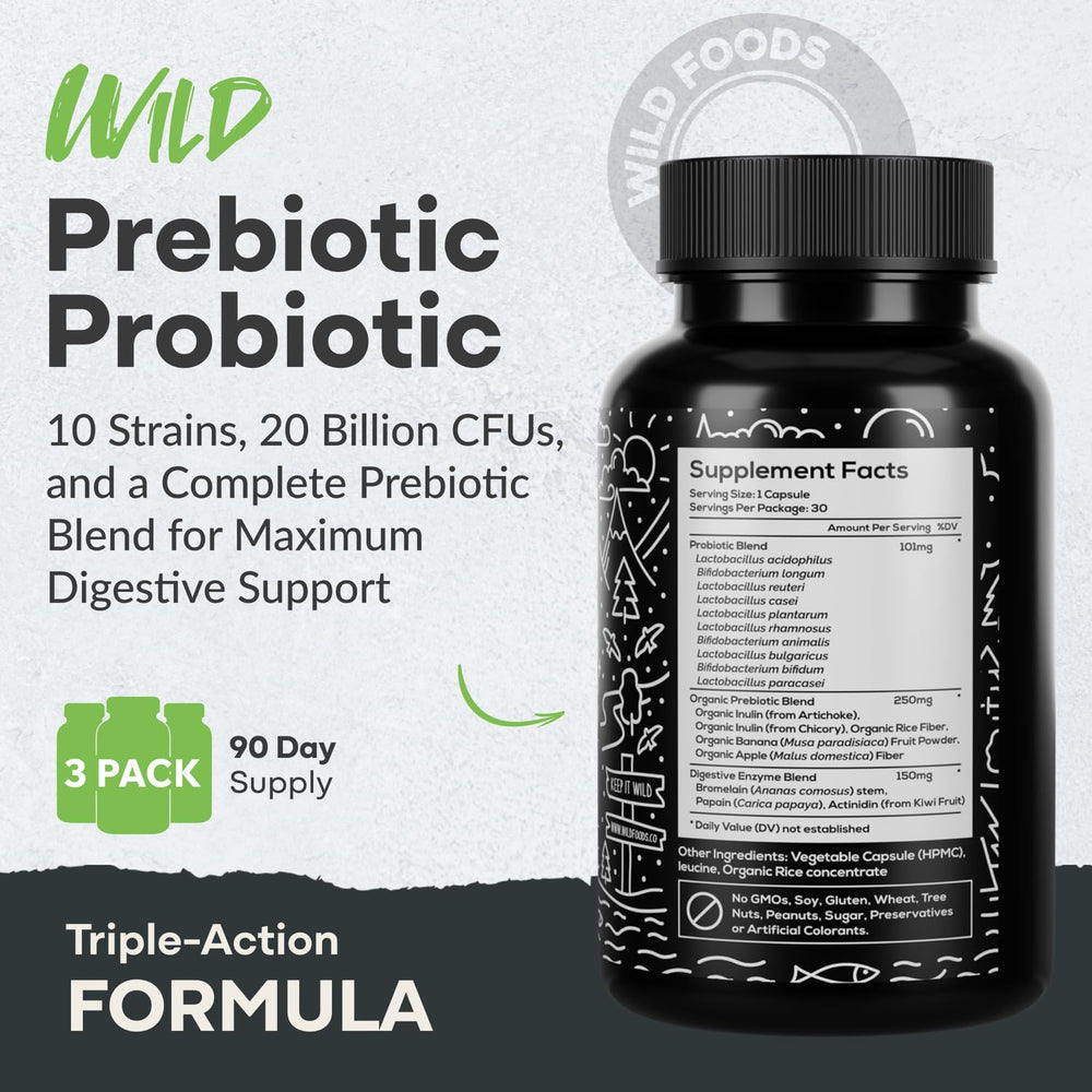 Wild Foods digestive enzyme blend illustrating gut support.