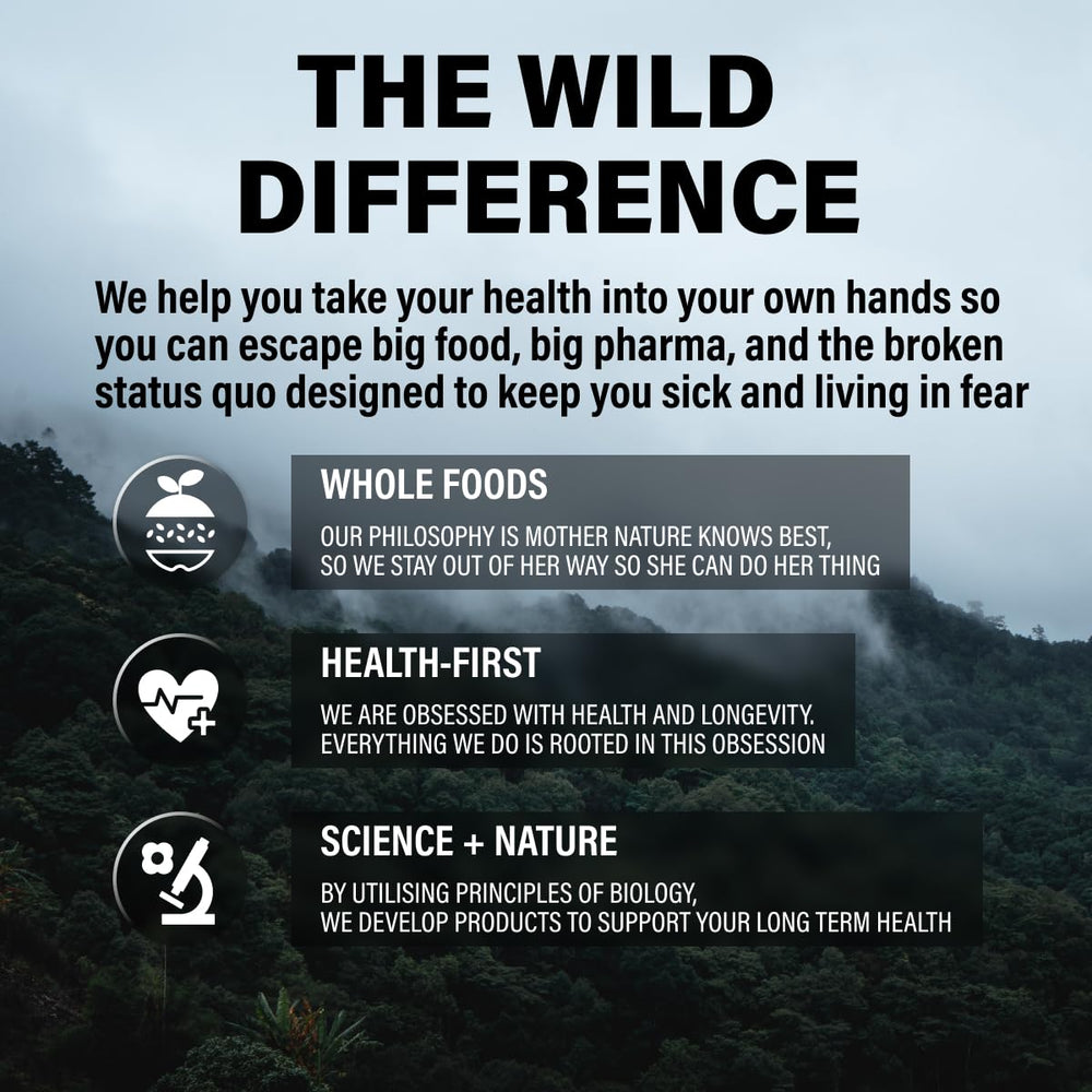 Ingredient panel showing clean, gluten-free formula in Wild Foods.