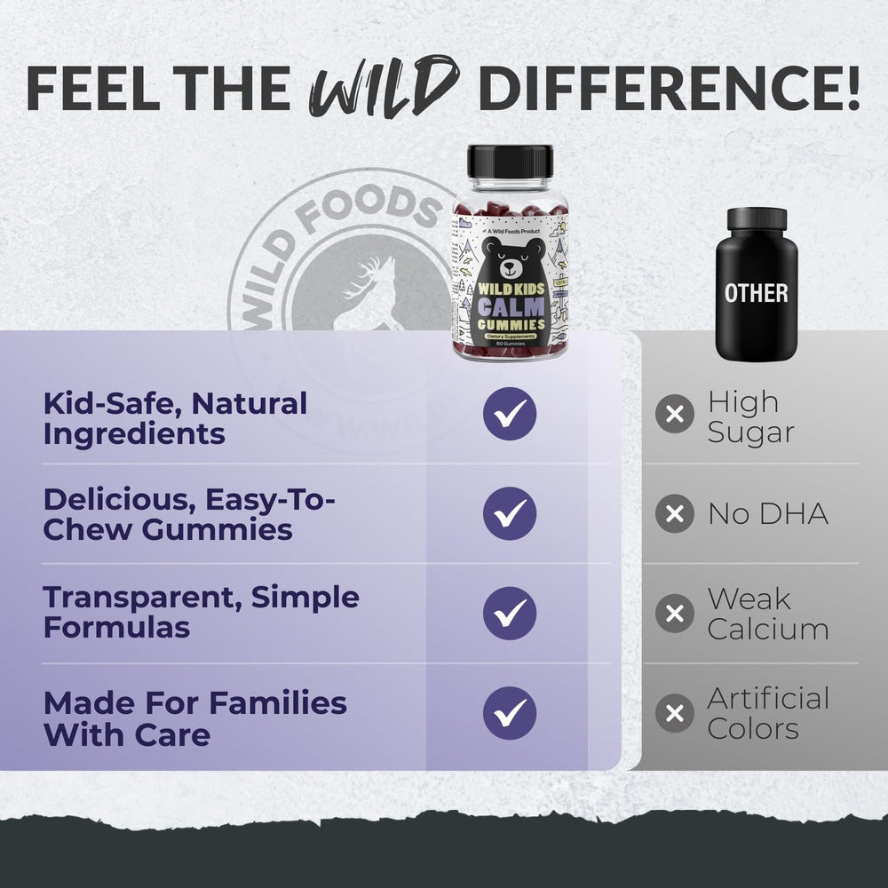Wild Foods Kids Calm Gummies vegan and non-GMO for gentle daily use