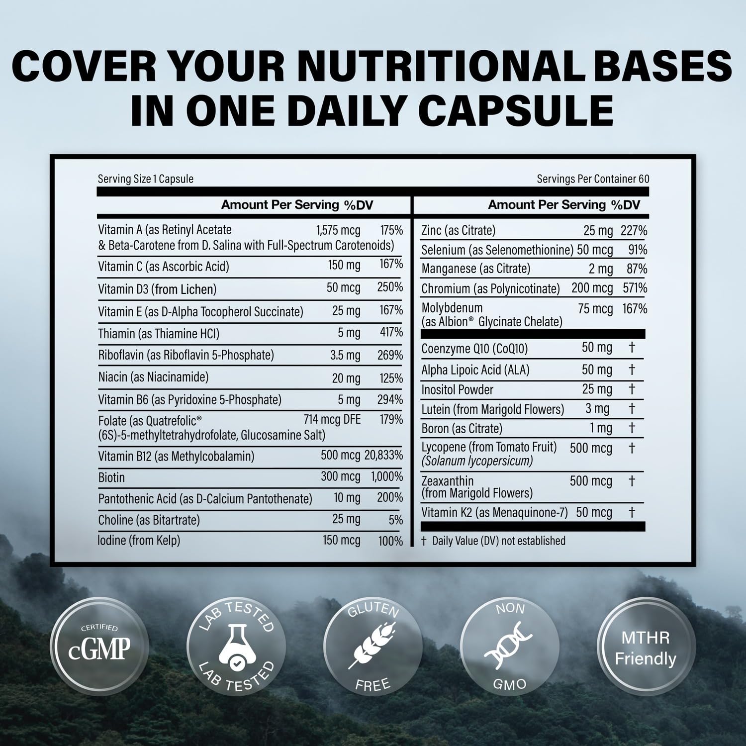 Lifestyle setting featuring Wild Foods multivitamin for health routine.