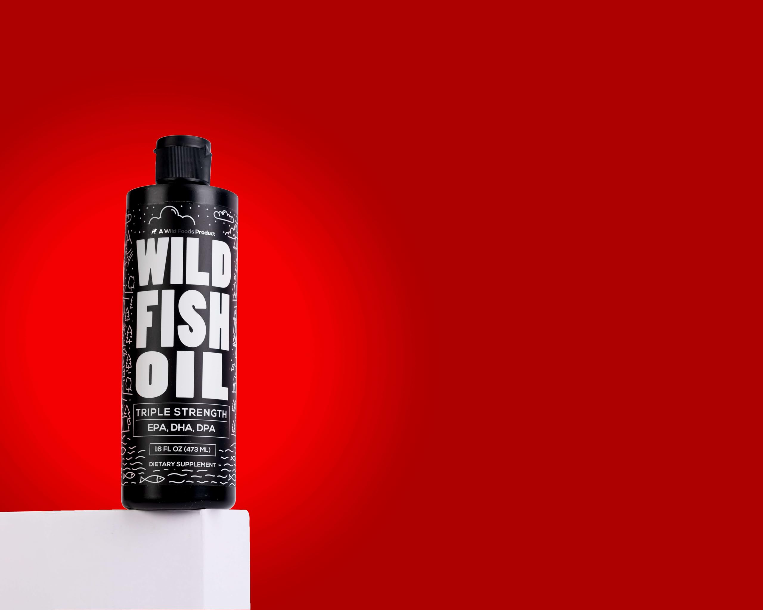 Wild Foods omega-3 bottle label notes non-GMO and gluten-free.