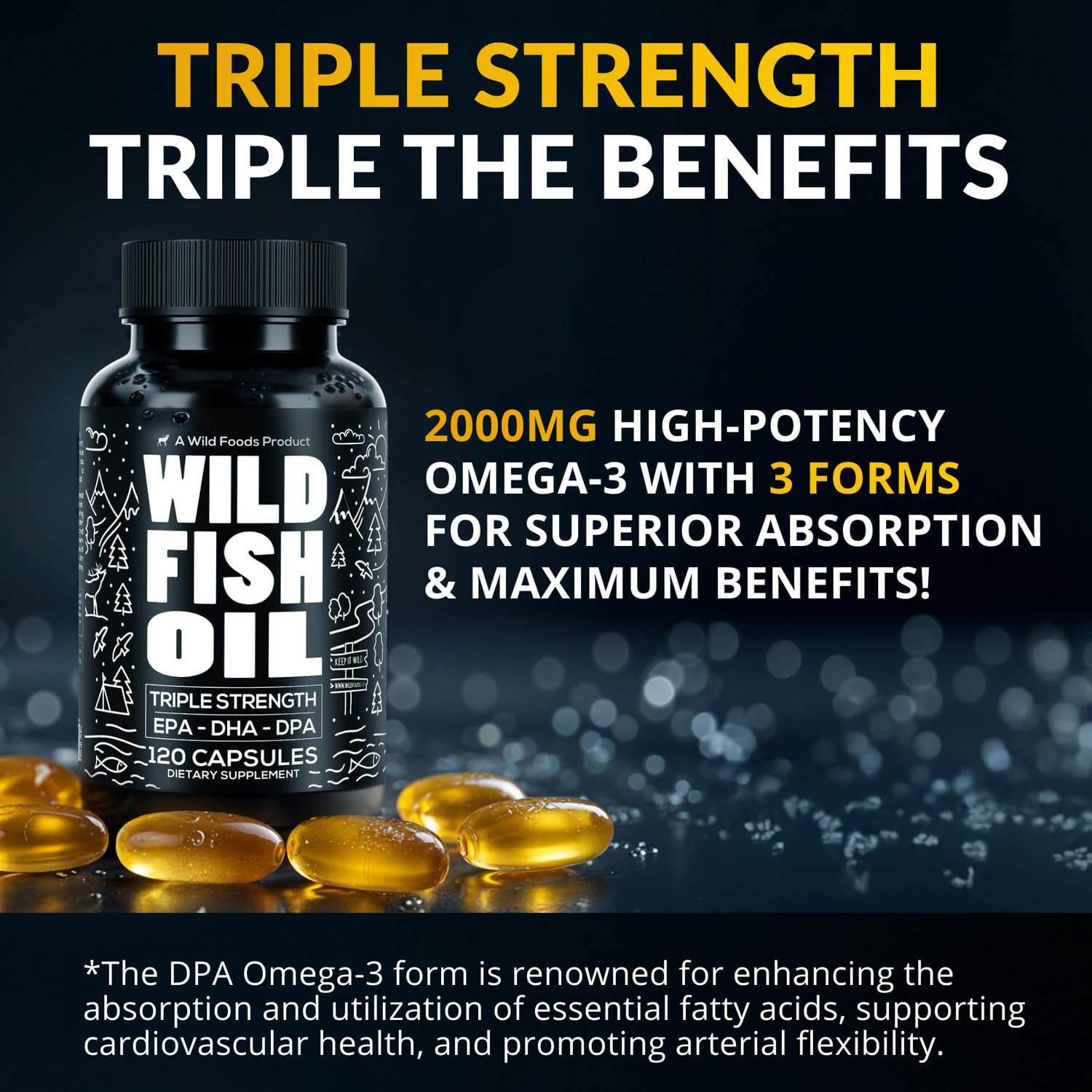 Serving suggestion shows two capsules per daily serving