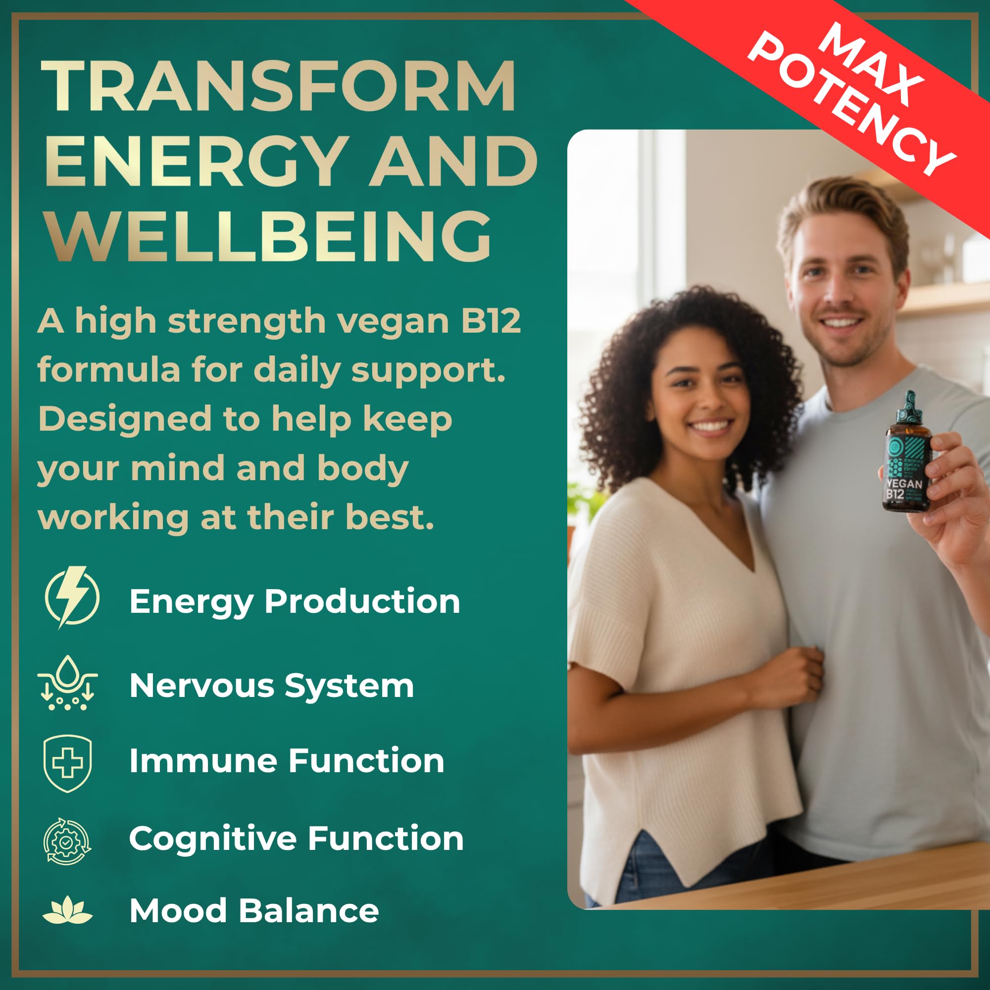 Wild Fuel B12 sublingual dropper delivers 5000 mcg for quick absorption.