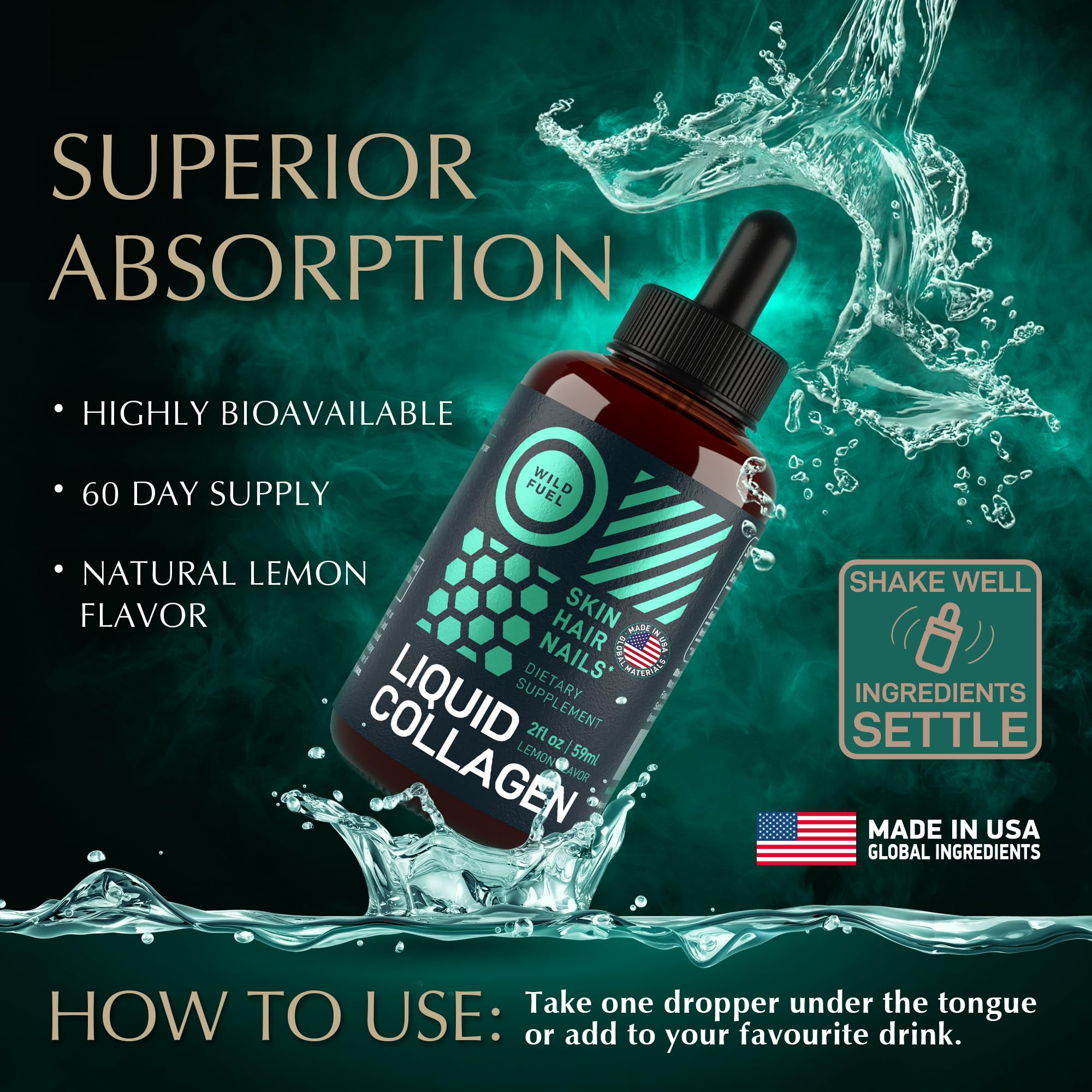 WILD FUEL Biotin Drops Lemon bottle promotes daily nourishment for nails and hair
