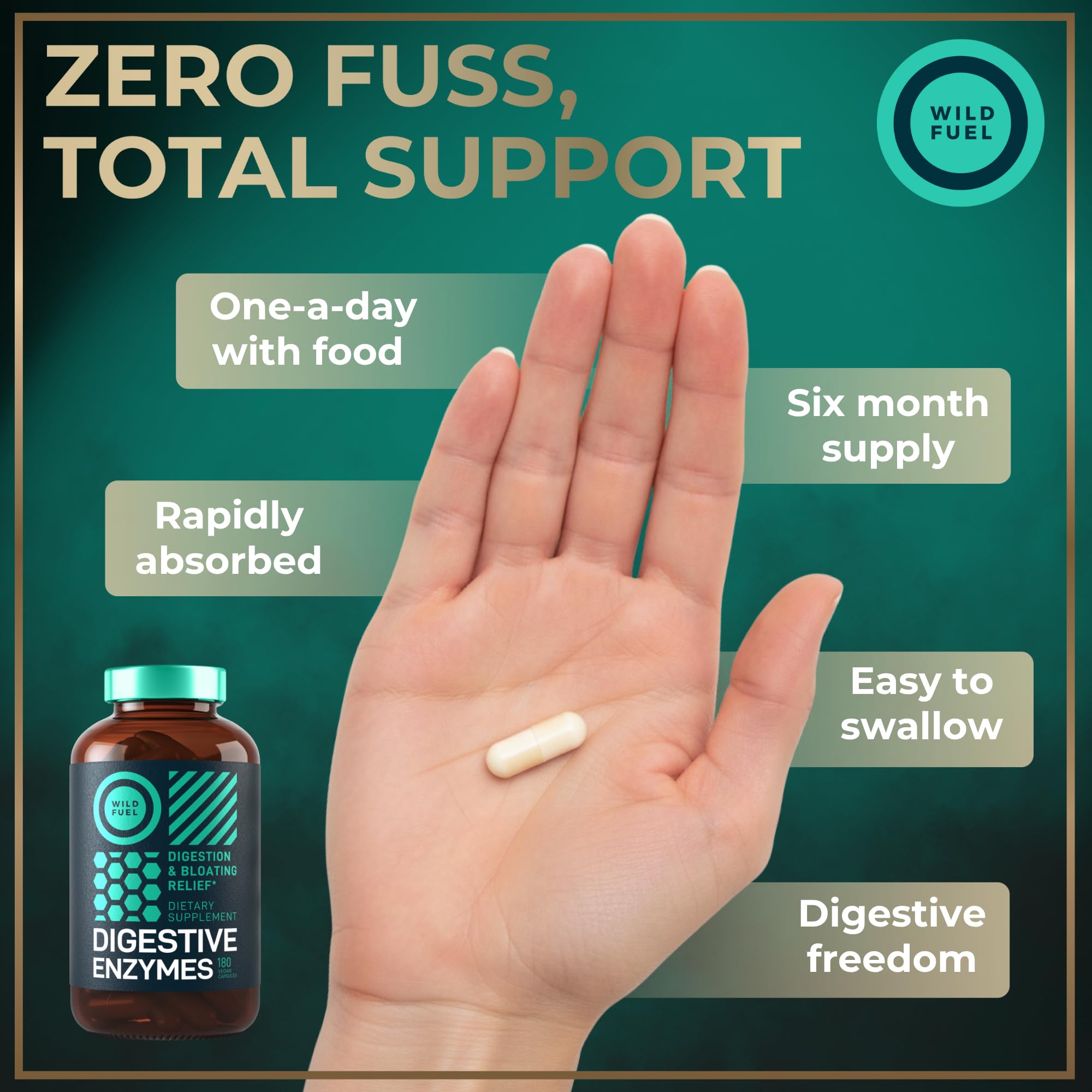 Wild Fuel one-a-day enzyme formula aiding nutrient absorption from meals