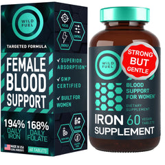 WILD FUEL iron supplement bottle front view for daily energy support.