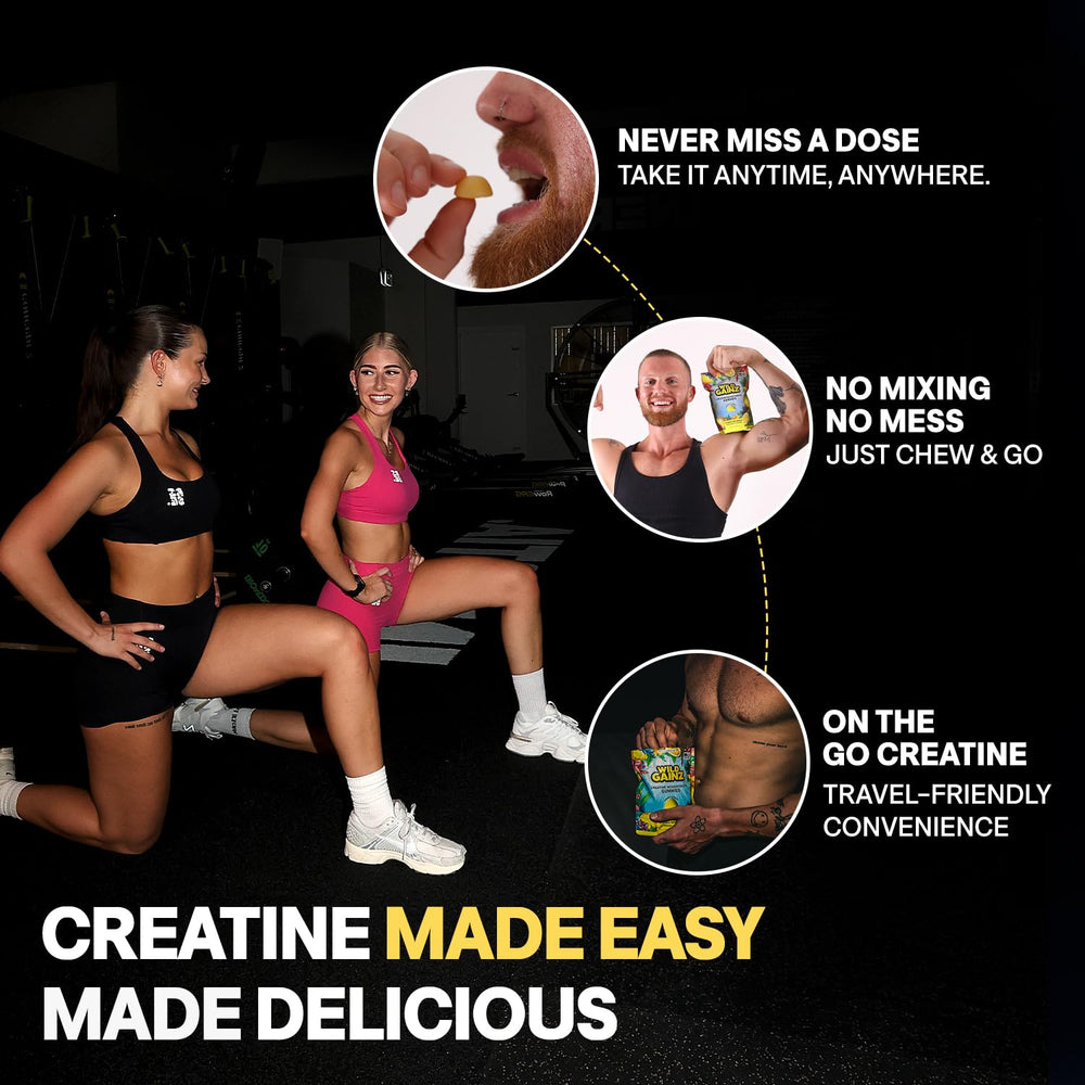 Wild Gainz Creatine Monohydrate Gummies gluten-free icon on bottle