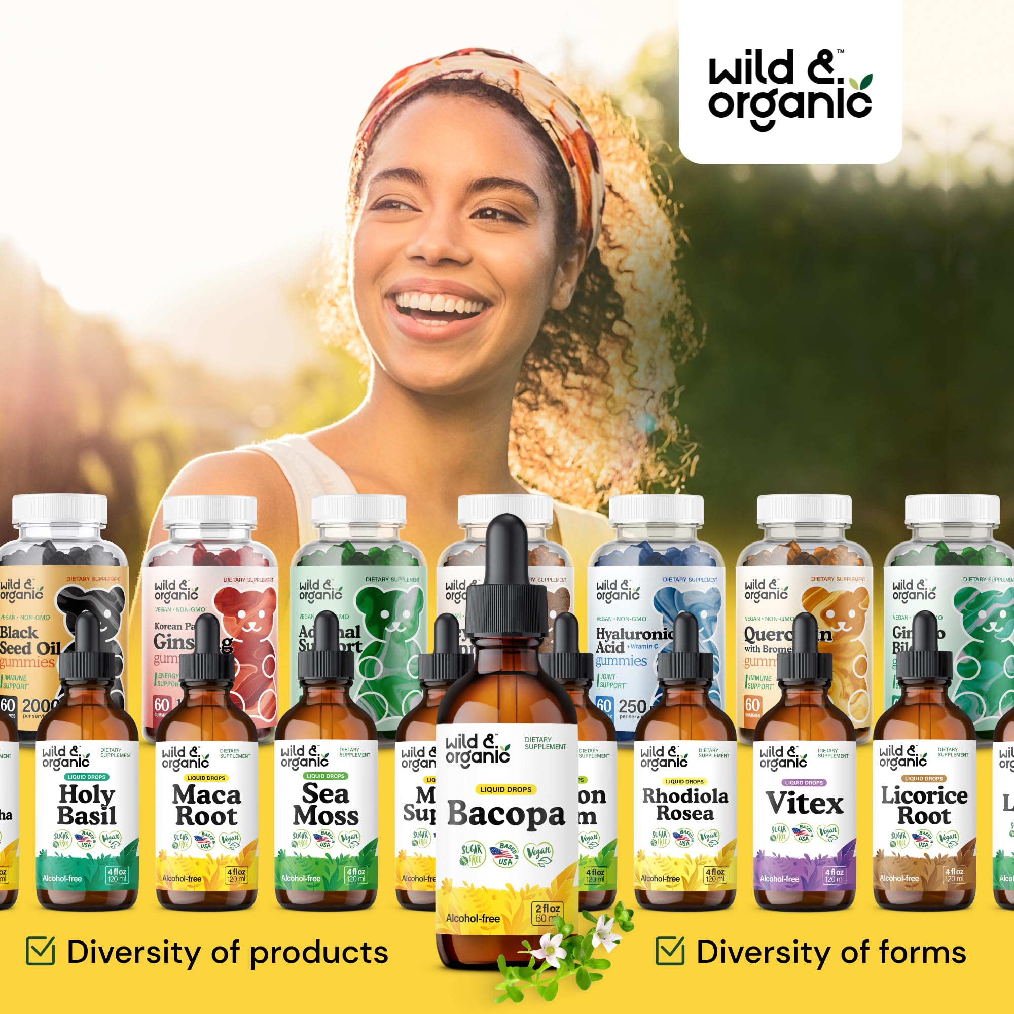 Wild & Organic Bacopa Tincture used in a morning routine setup for focus