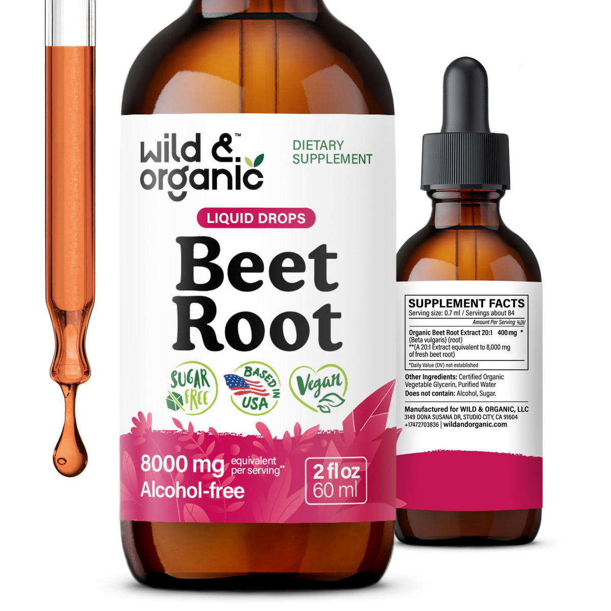 Wild & Organic Beet Root Tincture bottle front for daily wellness support