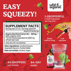 Wild & Organic Beet Root Tincture drops pour showing easy daily use