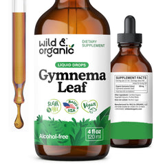 Wild Organic Gymnema Sylvestre Drops bottle shows natural sugar-free tincture for daily wellness