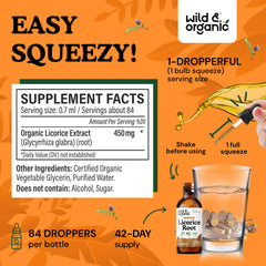 Wild & Organic Licorice Tincture pour demonstrates easy dosing and natural sweetness.