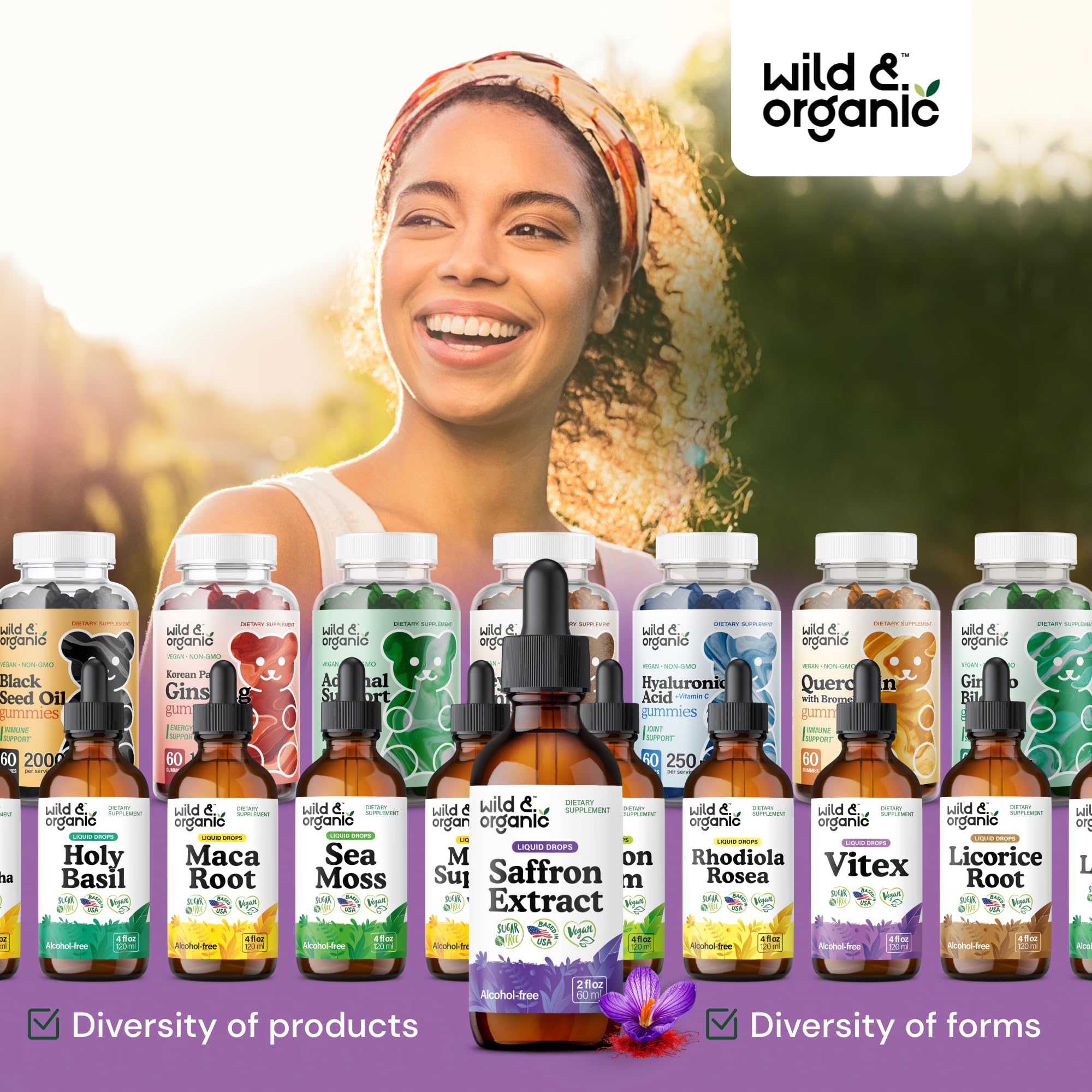 Wild and Organic saffron drops dispensing set demonstrating simple home use.