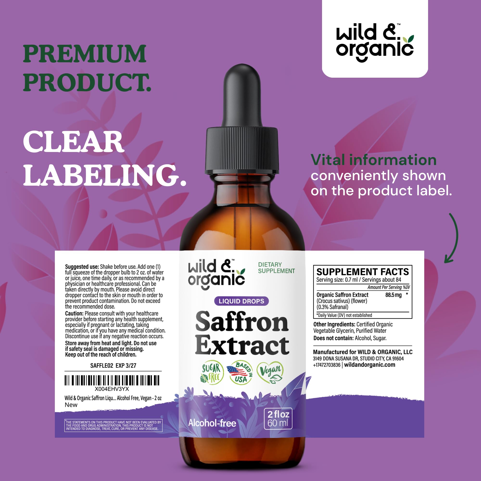 Wild and Organic saffron drops tea-friendly serving suggestion with a warm beverage.
