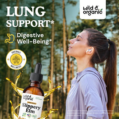 Wild and Organic Slippery Elm Drops dropper pouring into a glass