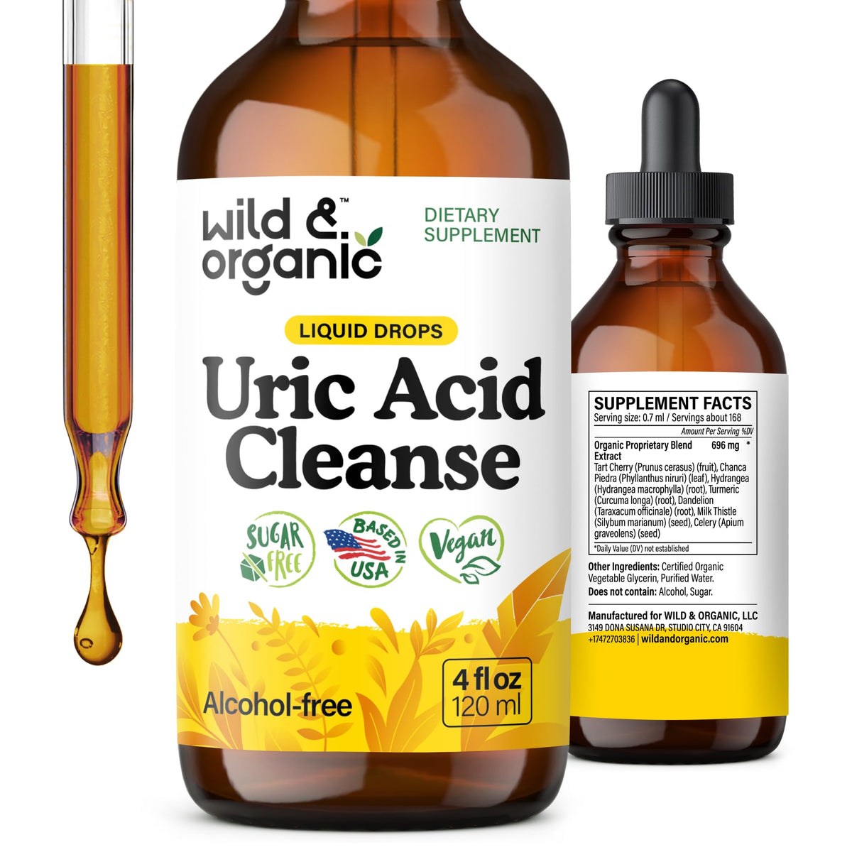 Wild & Organic Uric Acid Cleanse bottle-front view for daily wellness