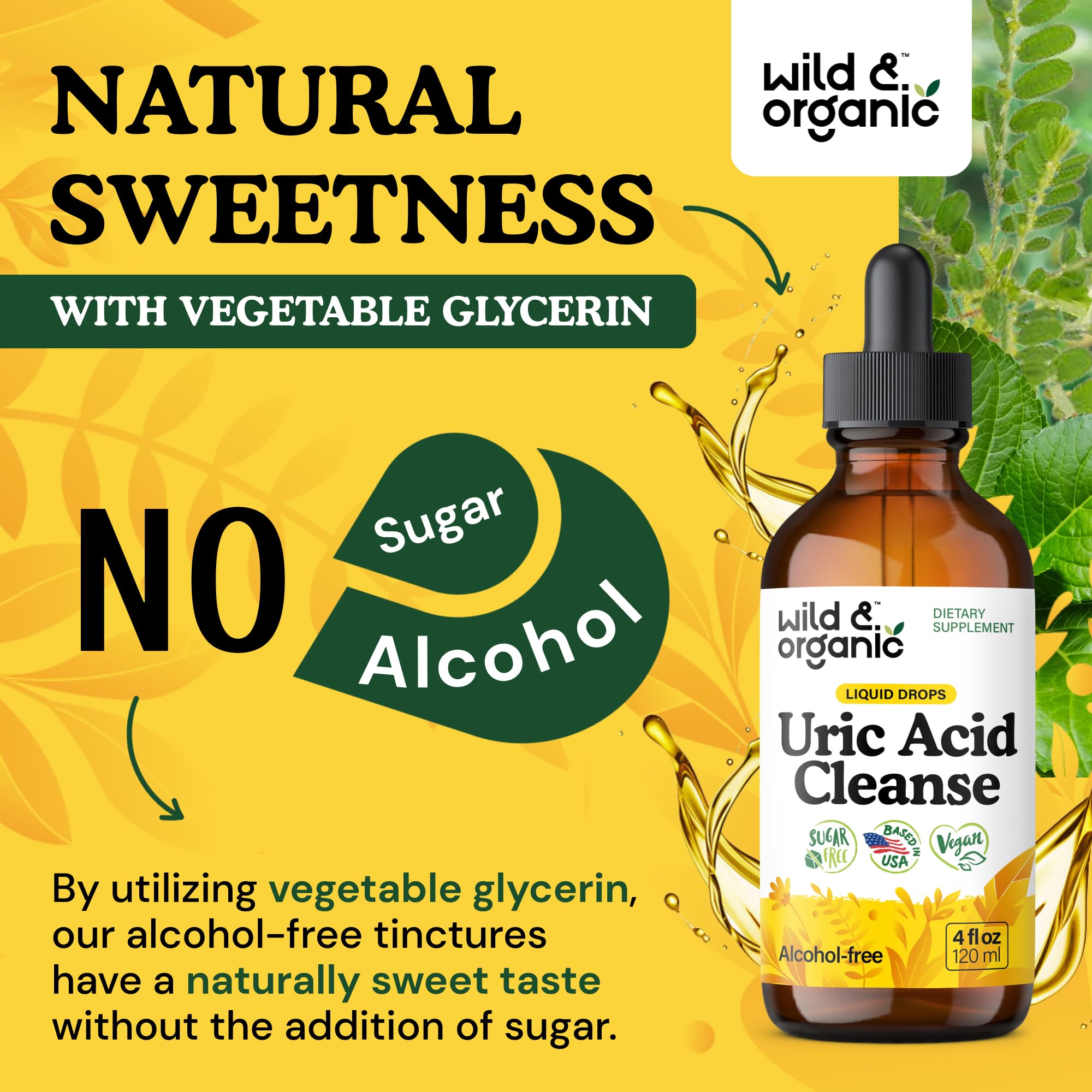 Wild & Organic Uric Acid Cleanse chanca piedra ingredient highlight in bottle scene