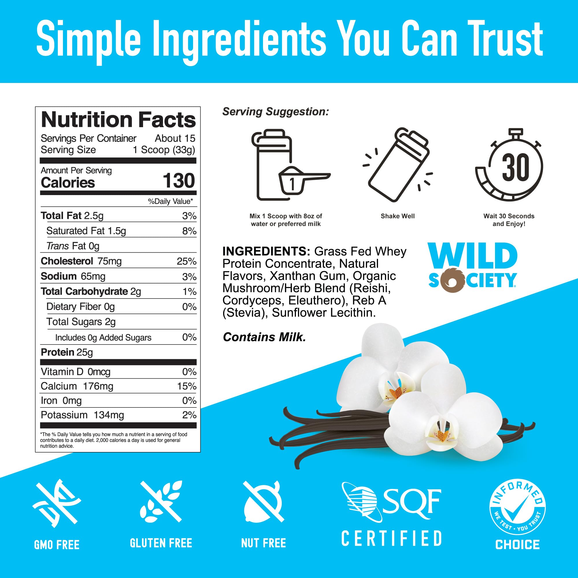 WILD SOCIETY reishi, cordyceps, and eleuthero support wellness blend
