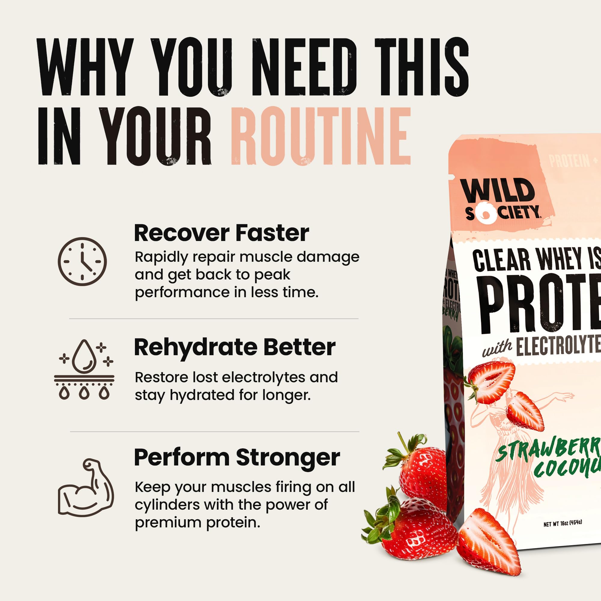 Wild Society clear label communicates GMO-free and zero sugar.