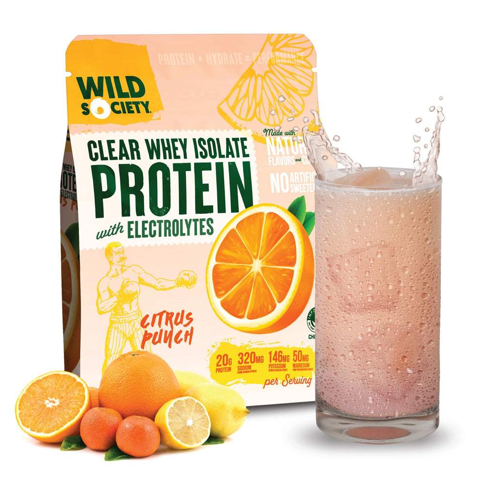 WILD SOCIETY Clear Whey Rocket Pop bottle pour for quick protein after training
